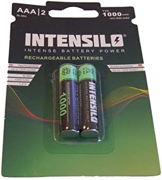 Inten Silo 2 x Ni-Mh 1000 mAh Rechargeable Batteries (1.2 V) for Panasonic TG8551, KX TG8561 as AAA Micro R3 HR03.
