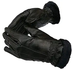 MJ Ragav Women s Leather with Fur Gloves Winter Wear Warm Gloves for Boys Gloves for Bike Riding (Multicolor)