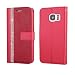 Produktbild Homikon PU Leder Hülle Glitzer Diamant Blume Handyhülle Flip Brieftasche Handyhülle TPU Silikon Schutzhülle Lederhülle Kartenfächer Standfunktion Case Kompatibel mit Samsung Galaxy S7 Edge - Rot
