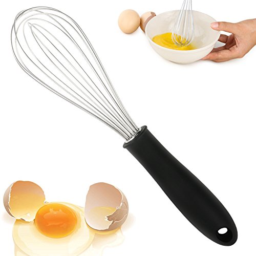 Schneebesen, JamBer Edelstahl Schneebesen – Küchen Schneebesen 29 cm Extra Line Silikon Hitzebeständig bis 220°C, schwerer Draht Schneebesen Silikon Handgriff Küche Draht Ballon Schneebesen, Milch Ei Dämpfer Schläger Mischer für das Mischen des Rührens – Satz von 2 10inch & 12inch - 2