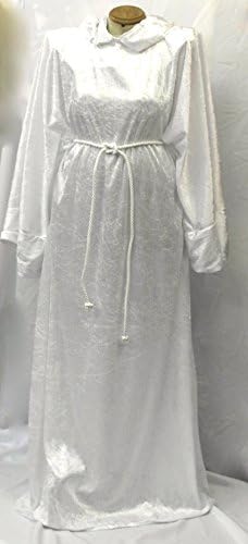 65" Length White Crushed Velvet Robe Adult Size - Pagan/Jedi/Wizard/LARP