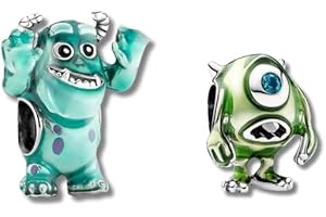 JOME Charm en Plata 925 | Inspirado en el Mundo Mágico de Disney | Compatible con Pulseras Europeas (Sulley y Mike Wazowski)