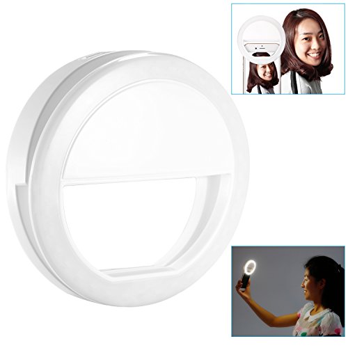 NeewerÂ® 36 LED Luce ad Anello Clip-on per Selfie per Notte o Condizioni di Scarsa LuminositÂ¨Â¤ Illuminazione Supplementare Faretto con 3 Livelli di LuminositÂ¨Â¤ per iPhone Samsung HTC Nokia iPad e Altri Smartphone (Bianco)