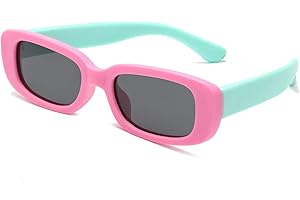 Long Keeper Occhiali da Sole Bambina Polarizzati Occhiali Rettangolari Vintage Montatura Flessibile per Bambino Bambina Unisex-Bambini 2-4 Anni