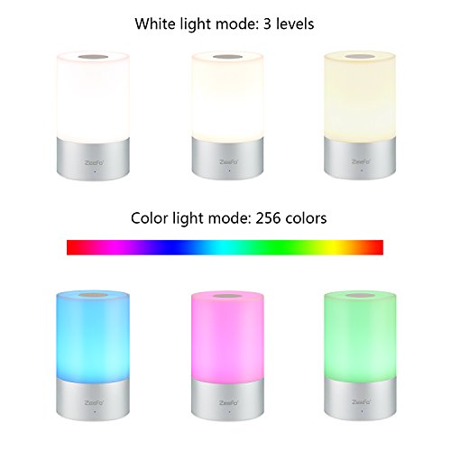 ZEEFO Tischlampe, dimmbare Bettlampe, Berührungssensor mit warmem und weißem LED Nachtlicht und wechselnde RGB-Farbe für die Lampe von Säuglingsheim (klein) - 5