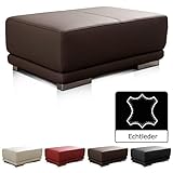 Rechteckiger Hocker / Sitzhocker aus hochwertigem Echtleder im modernen Design / Passend zu Sofas und Sessel der Serie Corianne