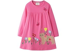 Kfnire Ragazza Vestito Cotone Manica Lunga Casual Eleganti Vestito Unicorn per Bambina 1-7 Anni