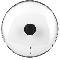 Home Couvercle avec Bord en Acier INOX, Plastique/Verre, Transparente/Noir, 40 cm