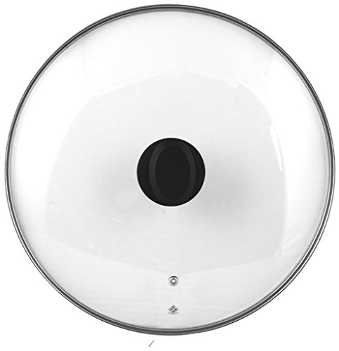 Home Couvercle avec Bord en Acier INOX, Plastique/Verre, Transparente/Noir, 40 cm