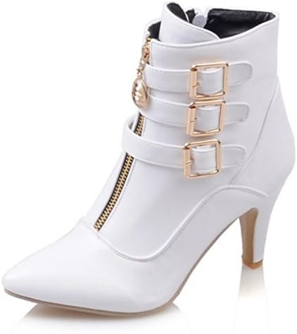 CYGG Ladies Winter Boots Belt Buckle Women'S Boots High Heels Large Size Boots 40-45 Yards , white , 41
