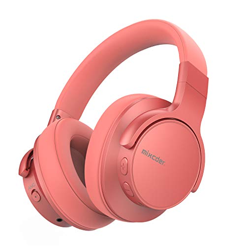Mixcder E7 Casque Bluetooth à Réduction Active de Bruit V5.0 Audio Stéréo Circum Auriculaire ANC sans Fil avec Micro Basses Puissantes, 30h de Jeu, pour PC Smartphone TV, 2019 Mise à Jour - Orange