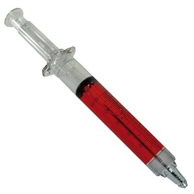 BARGAINS-GALORE 30 cm Stylo Seringue géante rouge liquide Jouet Blague à écriture cadeau Faux sang d'encre NEW
