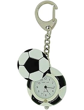 Park Lane unisex schwarz & weiße Fußball Schlüsselringuhr, Geschenkdose PLKR27
