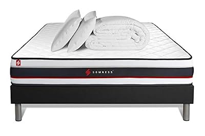 Somness Pack sommier + Matelas Form 160x200 + 2 oreillers mémoire de Forme + Couette Percale