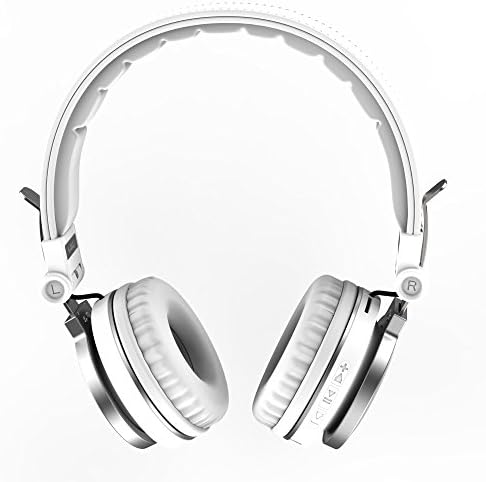 Wireless Bluetooth 4.1 Foldable Headphones / Headset Over Ear with Microphone, Deep Bass, Quick Charge, Soft Memory-Protein Earmuffs, Wired Mode for PC/ Tablets/ Cellphones/ TV (White)