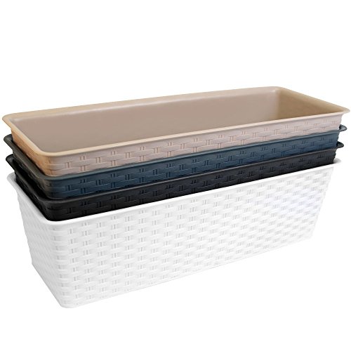 Blumenkasten Balkonkasten Pflanzenkübel Pflanzkasten Blumentopf Polyrattanoptik Braun - 3