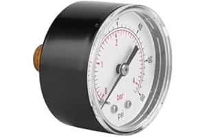 GAROSA Manometer mit doppelter Skala, 50-mm-Messuhr, 1/4 BSPT-Rückanschluss Wasser Öl Luft Gas Manometer(0-60psi 0-4bar)