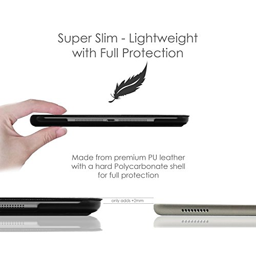 Forefront Cases® Apple iPad Air 1st Gen A1474 Leder Hülle Schutzhülle Tasche Smart Case Cover Stand – Rundum-Geräteschutz und intelligente Auto Schlaf / Wach Funktion - 5