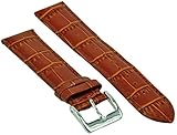 Uhrenarmband Leder Hellbraun Kroko Prägung mit Naht 20mm Armband Uhr Band Goldene Schließe