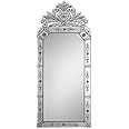 VENETIAN IMAGE Venetian Vertical Designer Mirror for Living Room Hall Mirror | Silver | 42.9L x 18.9W Inches