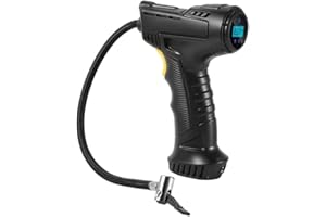 FLM SYSTEM Compressore d'aria portatile Gonfiatore Elettrico Compressore Auto Senza Fili con Schermo LCD Batteria di Litio Ricaricabile