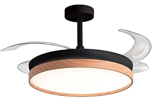 BEL AIR HOME - Ventilador de Techo Cosmos - Motor DC Silencioso - Aspas Desplegables - Luz LED 36W Ajustable 3000K-6500K - Control Remoto - Modo Invierno, Negro, Metal