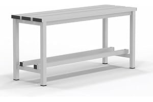 Spacio Banco Metálico Norrköping Estilo nórdico para Uso Profesional o en hogar, para vestuarios, habitación, decoración Incluso Exterior. Bancada para Personas en Acero Blanco. (1 Metro)
