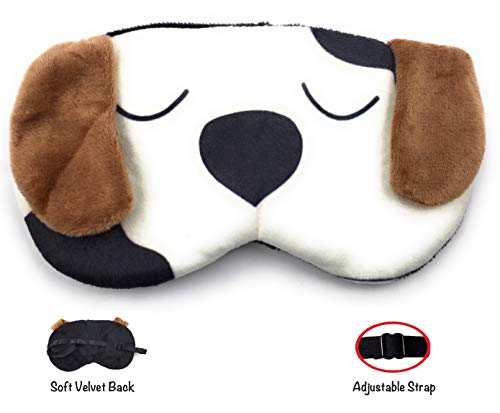 Cute Dog Eye Shade Cartoon Blindfold Eyes Cover Sleeping Travel Rest Patch Blinder Relax, Complete black-out Design, snooze, slumber, hibernate ~ Super Soft & Comfortable For Proper Sleep (White Dog) RS.249.00