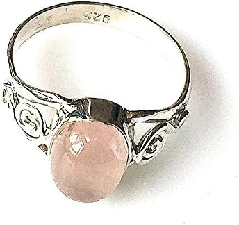 Shanya Sterling Silver Ethnic Ring Rose Quartz, made of Solid Silver and genuine Rose Quartz, each ring is individually handcrafted. The stone size is 6 x 8 mm. Design MSCRQ. UK Size H
