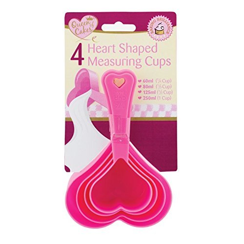 Messbecher in Herzform, Küchenutensilien fürs Kochen und Backen, Pink, 4 Stück