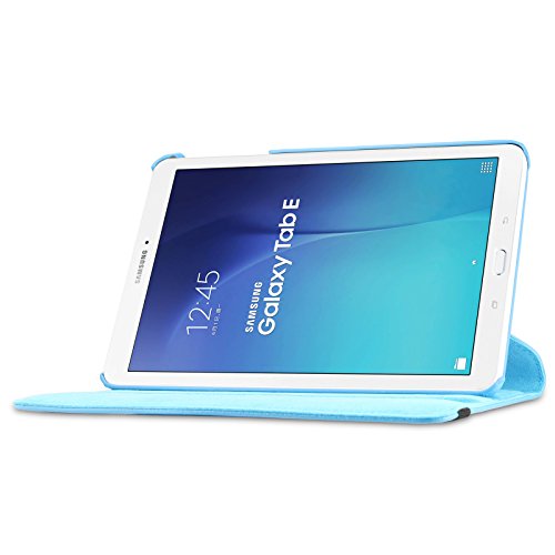 Infiland Samsung Galaxy Tab E 9.6 Hülle Case – PU Ledertasche lederhülle 360° Drehbarer Stand Cover Case Schutzhülle Tasche Etui für Samsung Galaxy Tab E T560N / T561N 24,3 cm (9,6 Zoll) Tablet-PC(Hellblau) - 8