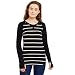 Hypernation Black and White Stirpe Round Neck Thumb Insert Cotton T-shirt For Women RS.749.00