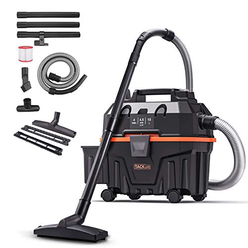 Aspirateur Eau et Poussières 1200W TACKLIFE Aspirateur sans Sacs, 15L, HEPA, 1.5m Tuyau, 5m Cordon d'alimentation, Tube Prolongateur 3 * 0.33m, Voiture, Maison - PVC01B