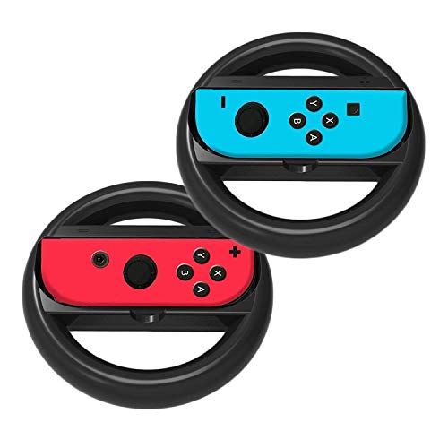 2 Negro Volante para Nintendo Switch Joy-Con, agarre para la rueda Controles para Nintendo Switch