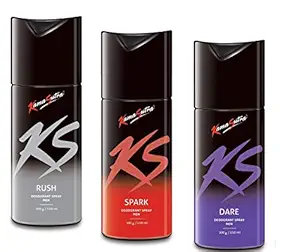 Kama Sutra Deodorant Body Spray for Men (Rush-Spark-Dare, 150 ml Each) - Pack of 3