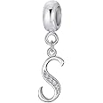 925 Sterling Silver Letter Charm - Alphabet & Initial Charms, Anniversary & Words Charm - Fits for Pandora Bracelet