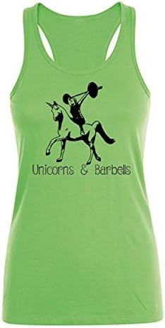GO HEAVY Women Sport Tank Top - Unicorns & Barbells - Green - XS