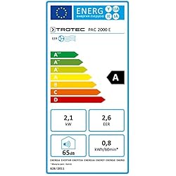 TROTEC 1210002004 Climatiseur local, climatiseur monobloc PAC 2000 E de 2,1 kW (7.200 Btu) EEK A (fonction minuterie, télécommande infrarouge, trois vitesses de ventilation, Direction de soufflage ajustable)