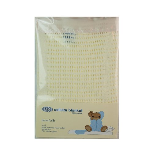 DK 100 Percent Cotton Cellular Pram Blanket (Cream)
