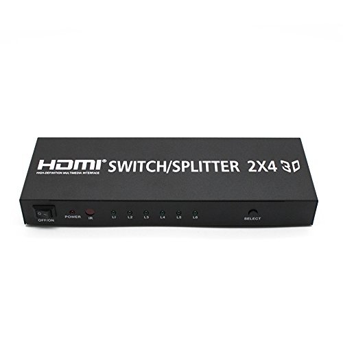 Microware HDMI Splitter with IR Remote Power Adapter for Play Station 4