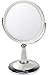 UV Finish Pedestal Mirror with Swarovski Elements Pearl White/Chrome True Image x7 Magnified 29cmx17.5cm