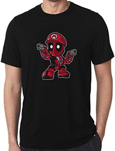 Deadpool Super Mario Brothers Anti Hero Nintendo Mash up T-shirt Unisex (2XL, BLACK)