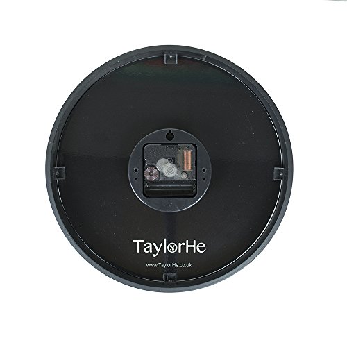 TaylorHe Zeitgenössischer Schwarzer Rahmen Holz Wanduhr Stille Quarzuhr 25cm x 25cm x 5cm Schwarzes weißes Marmor-Muster - 4