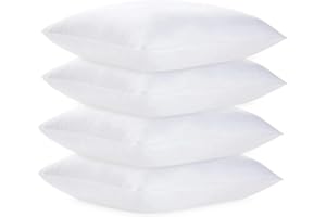 Comfy Nights Pillow 4 Pack Hotel Quality Plain Bed Pillows Hypoallergenic & Anti Dust Mite Resistant Firm Support Side Sleeper Bounce Back Pillow (Plain Pack of 4)