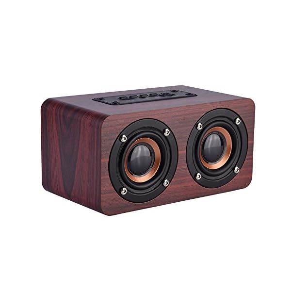 Drahtloser Bluetooth-Lautsprecher, tragbarer Mini-Bluetooth-Lautsprecher aus Holz Drahtlose Bass-Stereo-Lautsprecher mit 2 Hupen für Mobiltelefone, Tablet, Computer