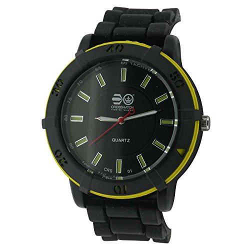 Cross Hatch Analogue Gents Large Dial Rotating Bezel Rubber Strap Watch CRS01B