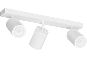 Klighten Faretti da Soffitto Orientabili Bianco, con 3 Attacco GU10, Plafoniera 3 Luci Interno, Plafoniera Faretti per Cucina, Soggiorno, Camera da Letto, Max 50W x 3, Lampadina Non Inclusa