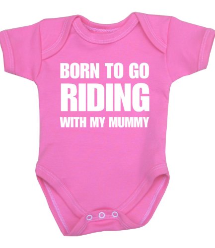 BabyPrem Born to go Riding with Mummy Baby Clothes Bodysuit NB-12 mth PINK 3-6