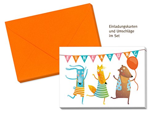 8er oder 15er Set (inkl. Umschläge): Einladungskarten „Tier-Party“ für den Kindergeburtstag oder anderen Anlass – hochwertige Geburtstagseinladungen für Kinder, Mädchen, Jungen - 5