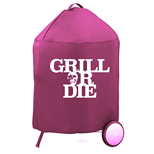 GRILL OR DIE® KT27 Grillabdeckung B-WARE! für z.B. Weber 57cm Kugelgrill ★ rosa mit Aufdruck in Premium-Qualität ★ BBQ Grill Schutzhülle - Referenz Cover 7143 (57cm B-WARE für Kugelgrill, Rosa)